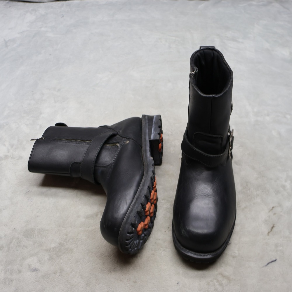 Milwaukee Leather Men 12 Biker Boots Black Classic Engineer Moto Side Zip Buckle